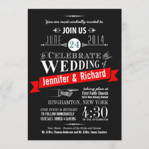 Chalkboard Art Deco Wedding Invitations