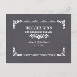 Chalkboard art deco wedding thank you notes deco3 postcard