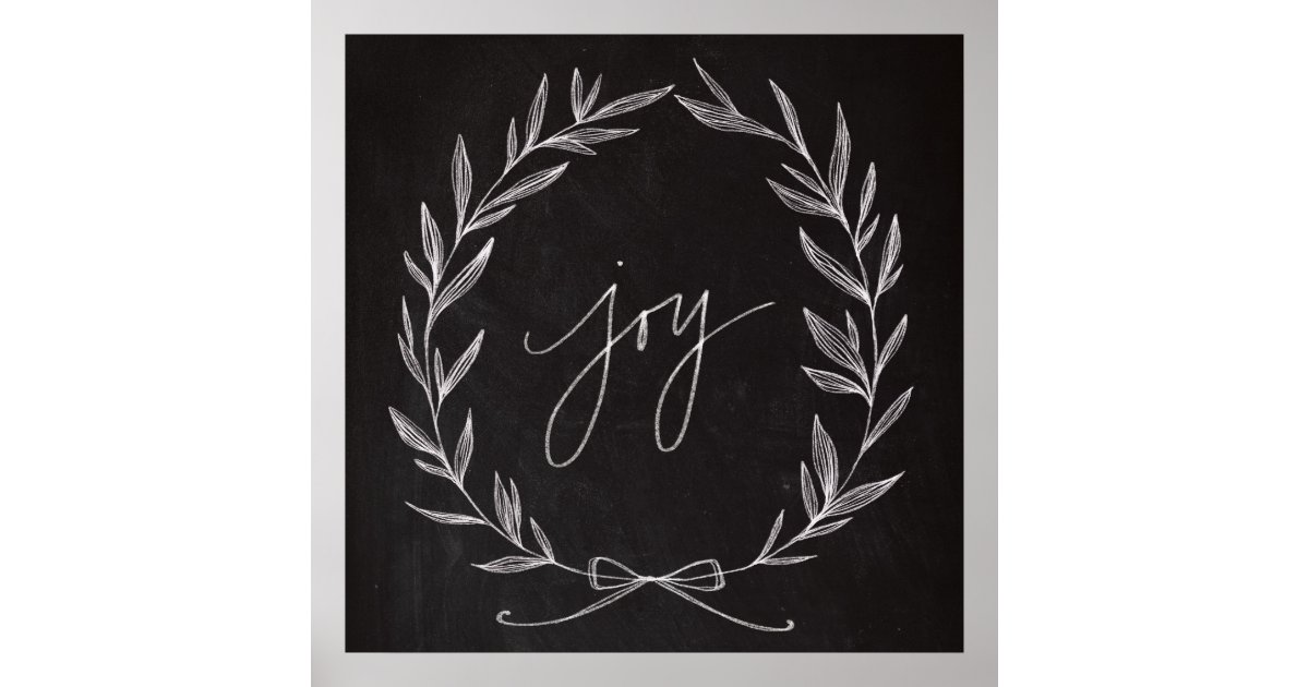 Chalkboard Art Joy Wreath Poster Zazzle