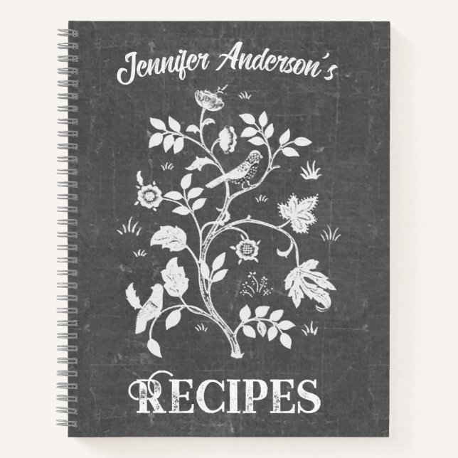 Chalkboard Art Nouveau Recipe Notebook  (Front)