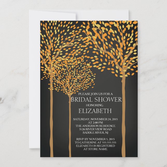 Chalkboard Autumn Trees bridal Shower Invitation (Front)