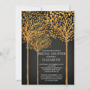 Chalkboard Autumn Trees bridal Shower Invitation