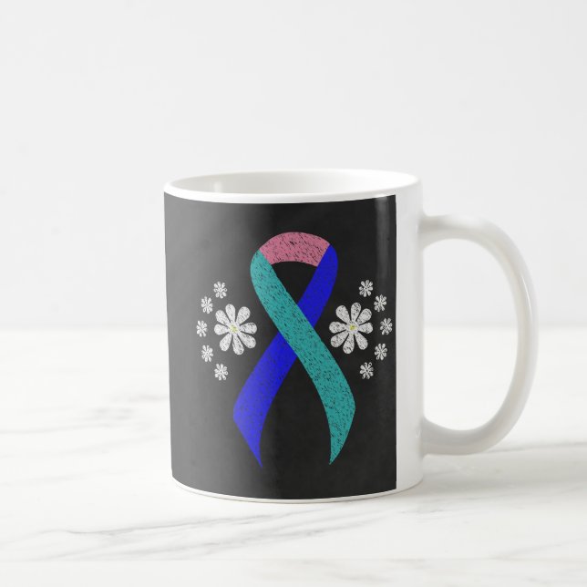 Chalkboard Awareness Teal/Pink/Blue Ribbon Coffee Mug (Right)
