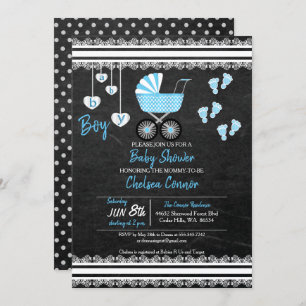 Chalkboard Baby Boy 👶 Shower Design Invitation