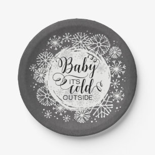 Chalkboard Baby It's Cold Outside 7" Paper Plate