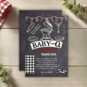 Chalkboard Baby-Q Grill Baby Shower Thank You Card