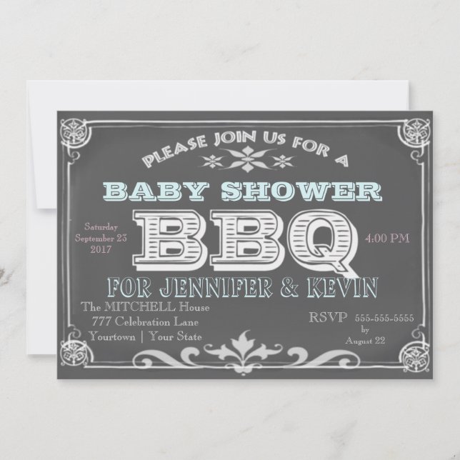 Chalkboard Baby Shower BBQ Invitations (Front)