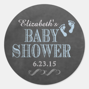 Chalkboard Baby Shower-Personalise The Colour Classic Round Sticker