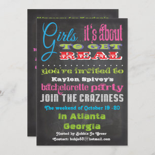 Chalkboard Bachelorette Party Invitations