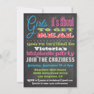Chalkboard Bachelorette Party Invitations
