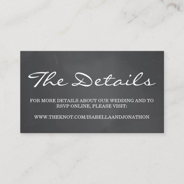 Chalkboard Background Wedding Website Enclosure (Front)