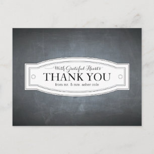 Chalkboard Badge Thank You Postcard