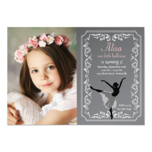 Chalkboard Ballerina Photo Birthday Invitation