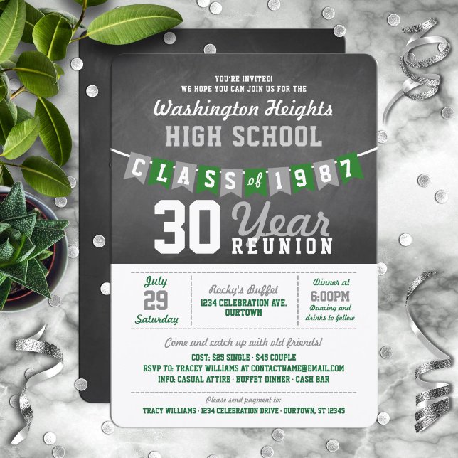 Chalkboard Banner High School Reunion Invitations (Creator Uploaded)
