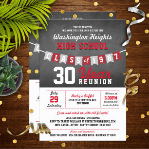 Chalkboard Banner High School Reunion Invitations