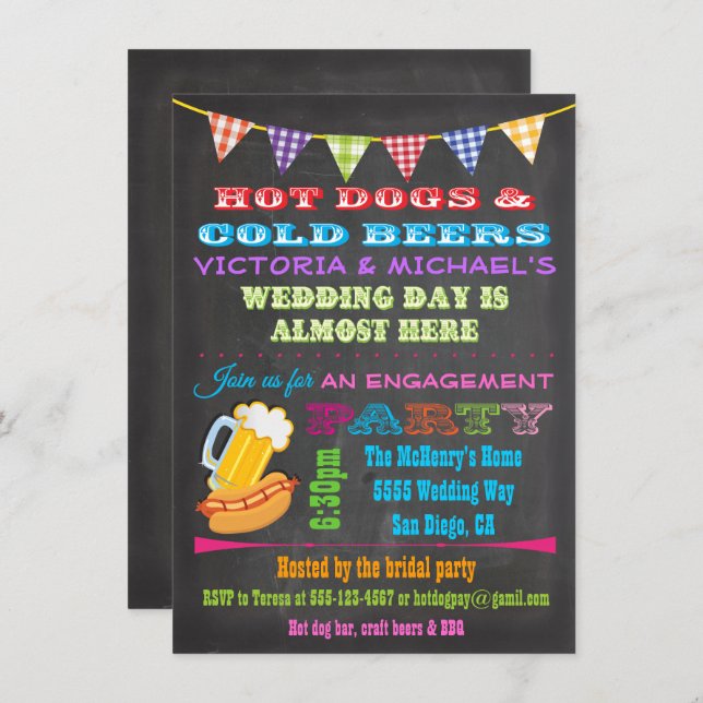 Chalkboard Barbecue Engagement Party Invitations (Front/Back)