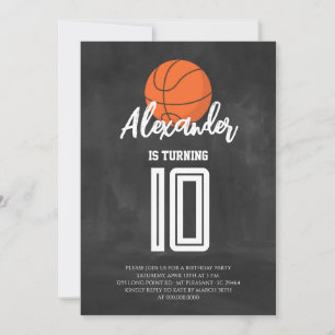 Chalkboard Basketball Birthday Party Invitation