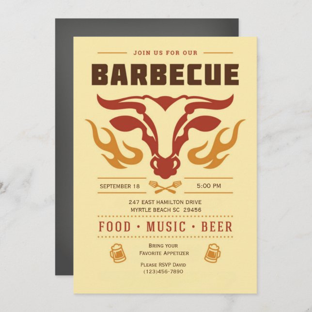 Chalkboard BBQ Grill  Cookout  Summer  Party Invitation (Front/Back)
