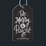Chalkboard Be Merry and Bright Lettering Christmas Gift Tags<br><div class="desc">Be merry and bright. Customisable holiday gift tag featuring hand-lettered script with a faux chalkboard background. Personalise by adding names and messages. This rustic modern calligraphy Christmas gift tag is available in a variety of backgrounds.</div>