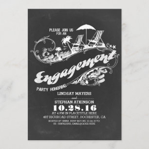 chalkboard beach engagement party invitations