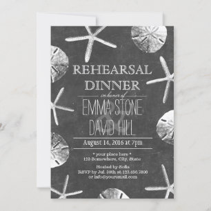 Chalkboard Beach Theme Wedding Rehearsal Dinner Invitation
