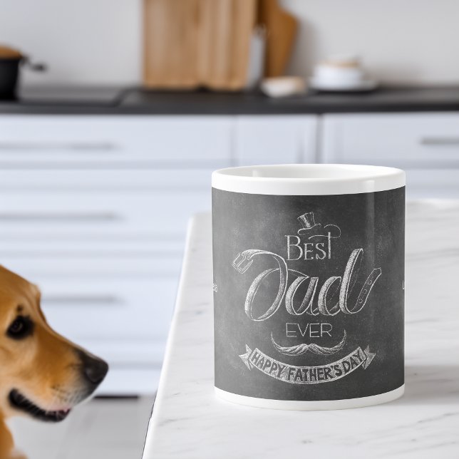 Chalkboard Best Dad Ever Father's Day Personalised Large Coffee Mug (Chalkboard Best Dad Ever Father's Day Personalized Giant Coffee Mug)