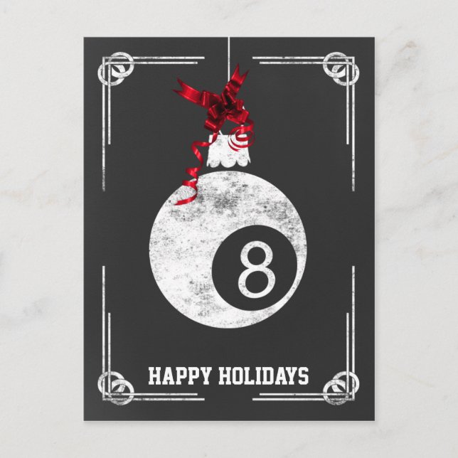 chalkboard billiard player Christmas Cards (Front)