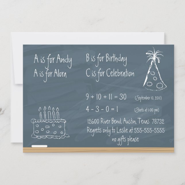 Chalkboard Birthday Invitation (Front)