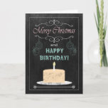 Chalkboard Birthday on Christmas Card<br><div class="desc">Trendy Chalkboard Christmas Birthday Card for family or friends. It features a chalkboard,  ornaments and a Birthday Cake. (Card is not a real chalkboard or chalk,  it only appears that way.) Design ©2013 Kreative Sentiments Cards by Sherry Harris</div>