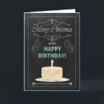 Chalkboard Birthday on Christmas Card<br><div class="desc">Trendy Chalkboard Christmas Birthday Card for family or friends. It features a chalkboard,  ornaments and a Birthday Cake. (Card is not a real chalkboard or chalk,  it only appears that way.) Design ©2013 Kreative Sentiments Cards by Sherry Harris</div>