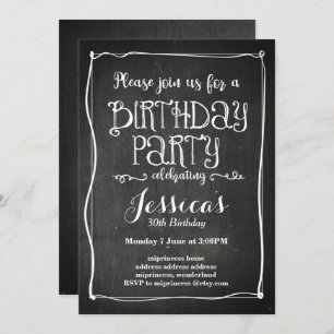 chalkboard birthday party invitation