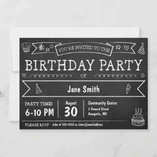 Chalkboard Birthday Party Invite