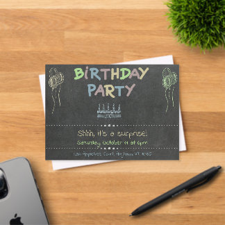 Chalkboard Birthday Party Surprise Acrylic Invitations