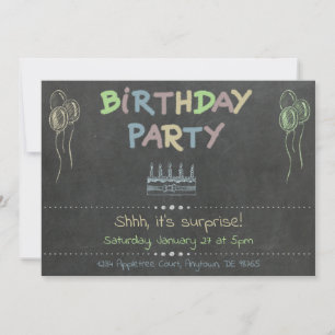 Chalkboard Birthday Party Surprise Invitation