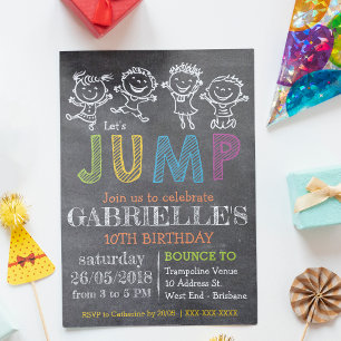 Chalkboard Birthday Trampoline Party  Invitation