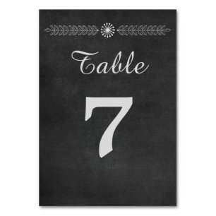 Chalkboard Black and White Wedding Table Number