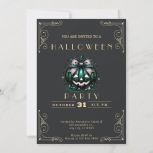Chalkboard Black & Gold Jack-O' Lantern Halloween Invitation