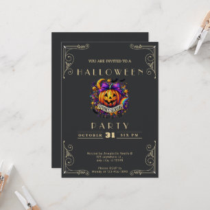 Chalkboard Black & Gold Spooky Season Halloween Invitation