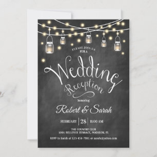 Chalkboard Black & Lights Wedding Reception Invitation