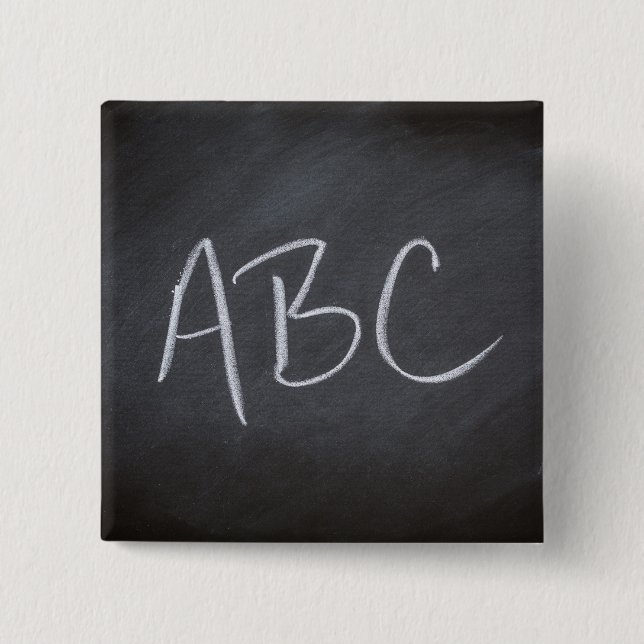 Chalkboard Blackboard Background ABC Retro Style 15 Cm Square Badge (Front)