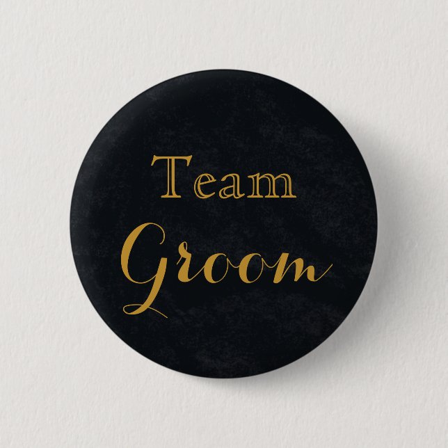 Chalkboard Blackboard Gold Wedding Team Groom 6 Cm Round Badge (Front)