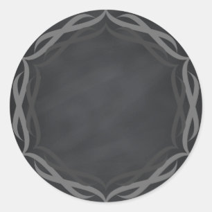 Chalkboard Blank Floral Swirl Customise Text Classic Round Sticker