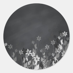 Chalkboard Blank Floral Swirl Customise Text Classic Round Sticker
