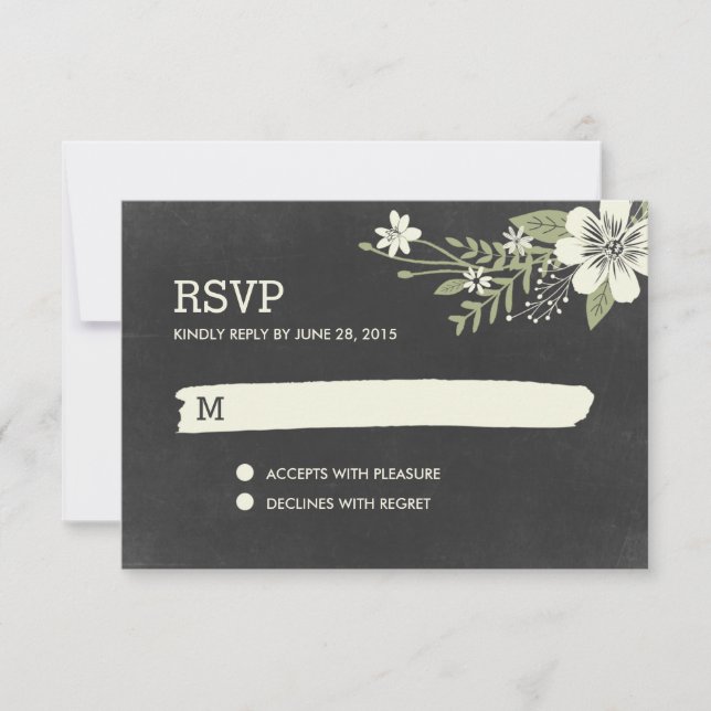 Chalkboard Blooms RSVP /Wedding Response Cards (Front)