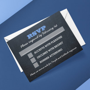 Chalkboard Blue Bar Mitzvah Big RSVP with Options Card
