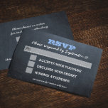 Chalkboard Blue Bar Mitzvah RSVP Card with Entree<br><div class="desc">These rustic RSVP Cards are perfect for any Bar Mitzvah celebration. Each line of text is fully customisable to say just what you want!  Text on back allows guests to choose an entree (can be fully customised)

Matching products available in the Chalkboard Blue Bar Mitzvah Collection.</div>