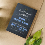 Chalkboard Blue Bar Mitzvah Save the Date Card<br><div class="desc">Designed to coordinate with the entire Chalkboard Blue Bar Mitzvah Collection,  these Save the Date Cards announce your event with style. Each field is fully customisable to say just what you want!</div>