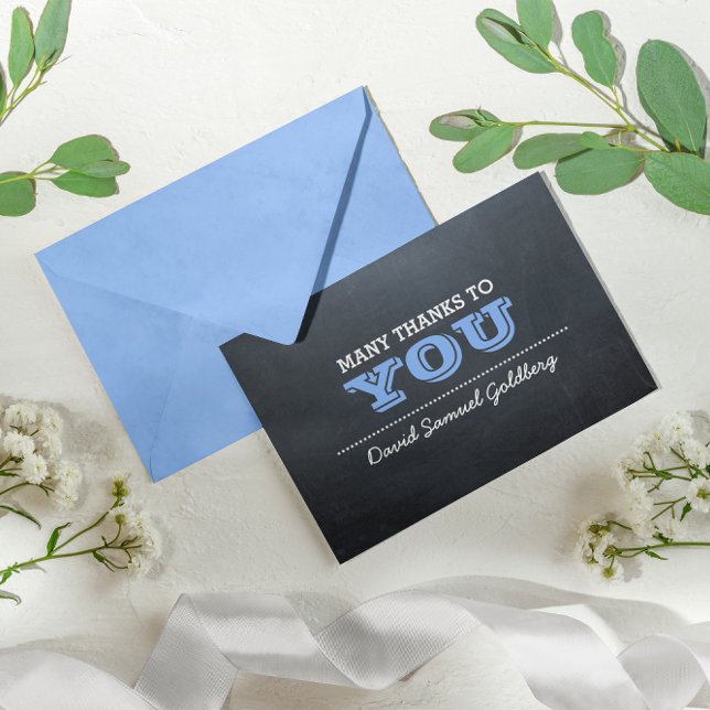 Chalkboard Blue Bar Mitzvah Thank You Note (Creator Uploaded)