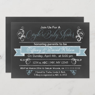 chalkboard blue Couple's Baby shower Invitation
