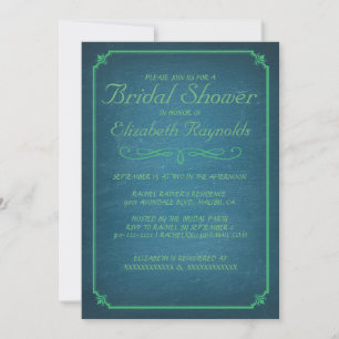 Chalkboard Blue & Green Bridal Shower Invitations